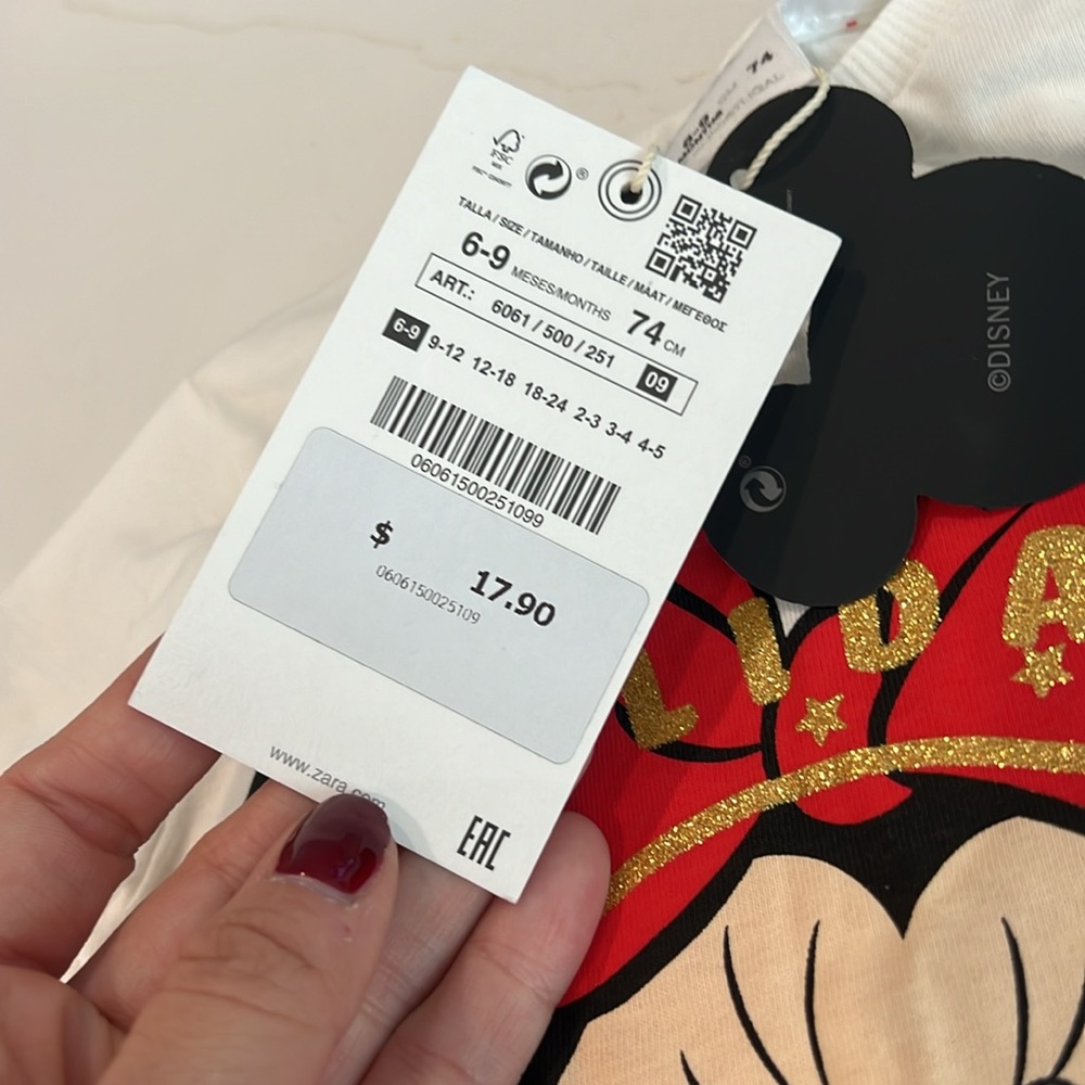 NWT ZARA Minnie Mouse holiday Christmas long sleeve shirt - Picture 3 of 3